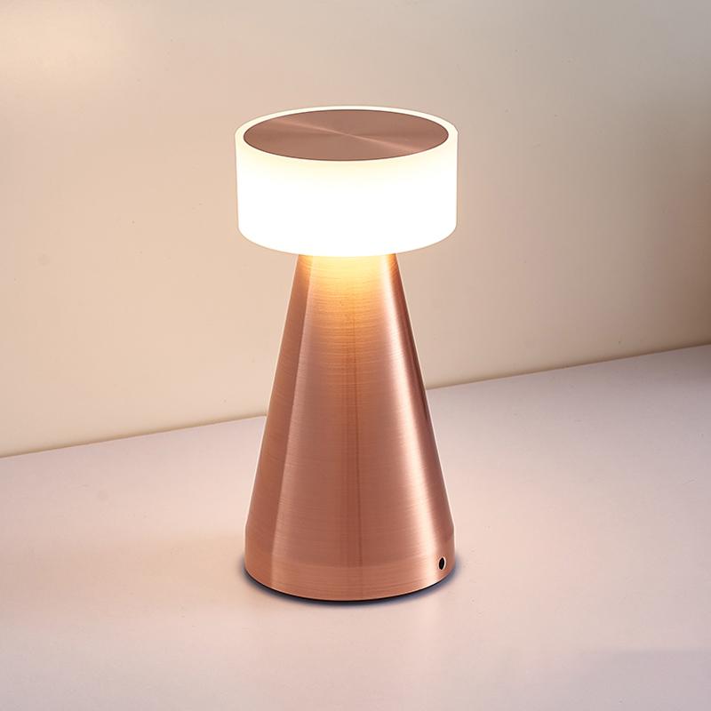 Retro Small Mushroom Table Lamp Dimmable Touch Switch LED Desk Lamp USB Techargeable Wireless Night Light for Bedroom Decor