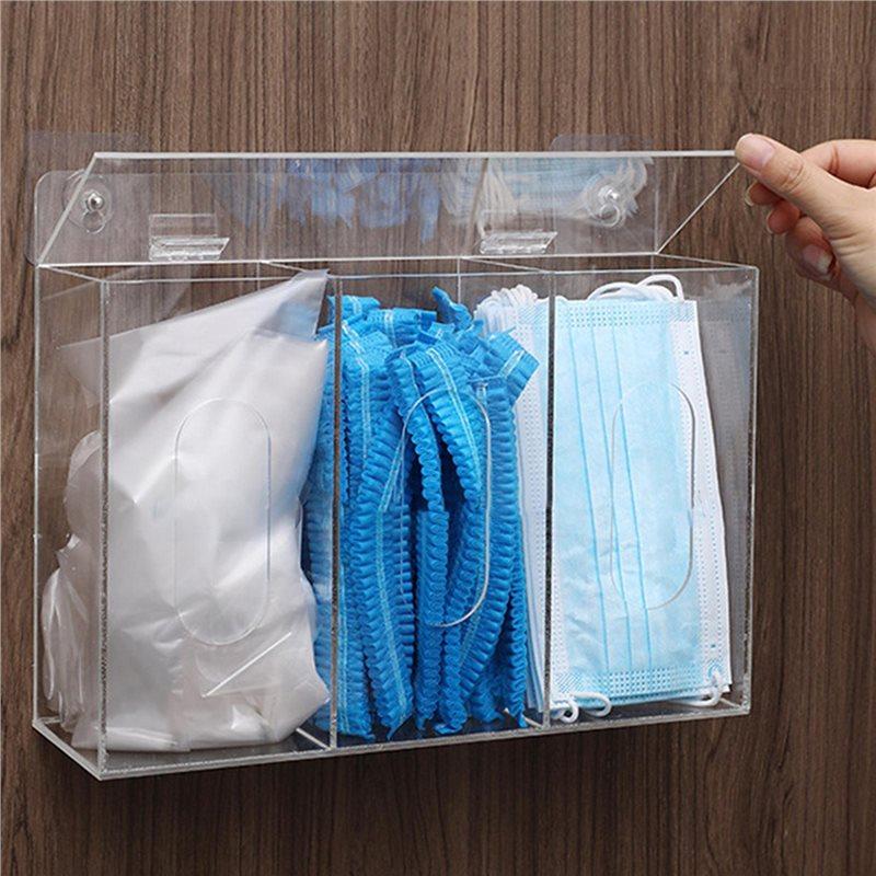 Restaurant For Mask Earplug Organizer Acrylic Gloves Dispenser Holder Station Wall Mount Glove Rack For Beard Shoe Cover