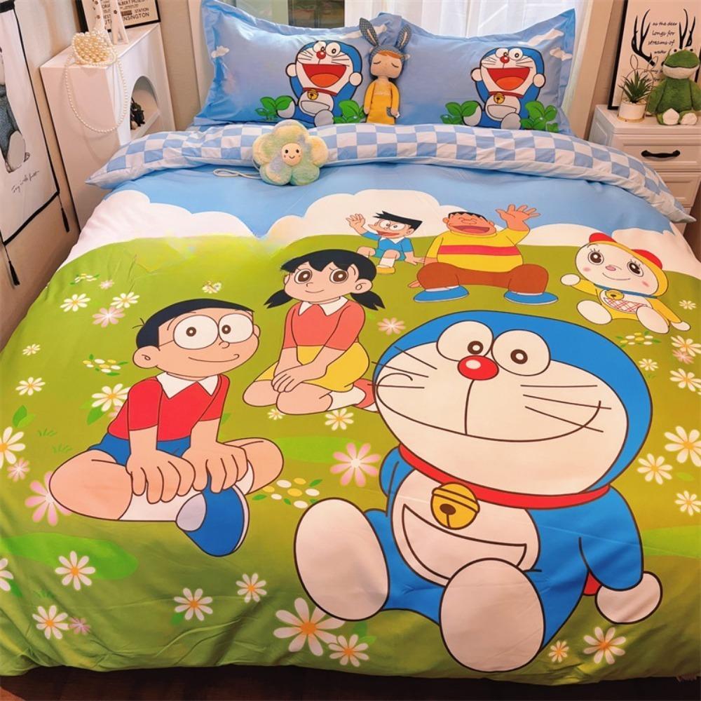 Blue robotic cat bedroom set,Children'sGift Teenagers adulte Microfibre double bed 2/3 pieceDuvet Coverwith Zip Room Decor