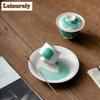 Japanese Powder Yin White Pot Bearing Holder Handmade Brush Green Small Dry Brew Table Tea Tray Fruit Sanck Plate Teaset Craft