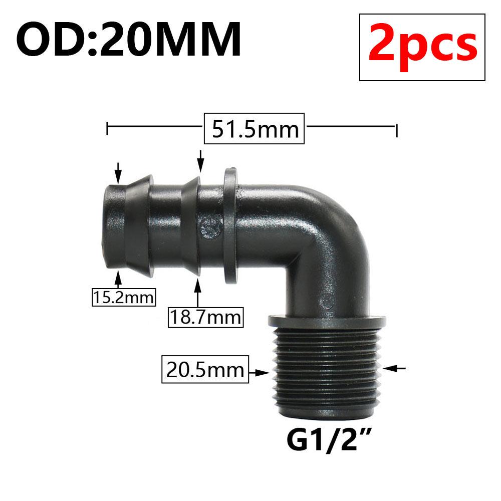 8/16/20/25/32mm Garden PE Tube Connector 1/2 3/4 1" Thread Hose Elbow Barb Coupler Fitting Farm Irrigation PE Pipe Joint