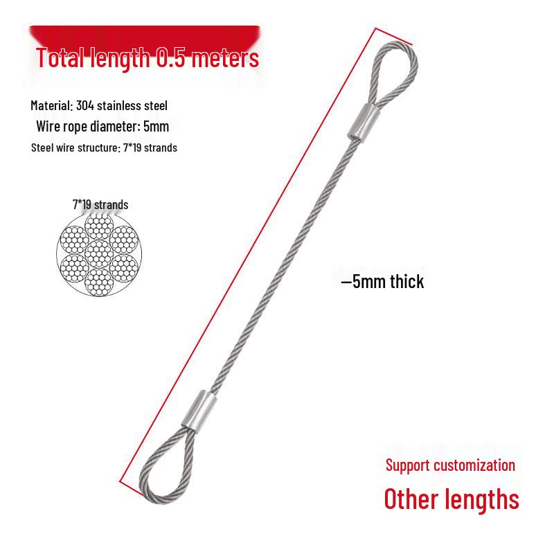 Rust-Proof, Wear-Resistant Steel Wire Rope with Aluminum Head - High Load-Bearing, Corrosion-Resistant, Thickened for Outdoor Industrial Safety