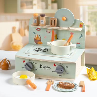 Wooden Children's Simulation Mini Kitchen Stove Set Play House Cosplay Cooking Pot Meal Kitchenware Toy
