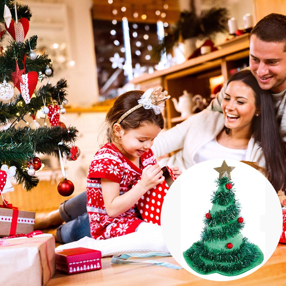 2 Stück Weihnachtsbaumhut Premium Nicht-Allergisches Material Festliche Party Requisite Einzigartiges Weihnachtskostüm-Accessoire für Familienfeier