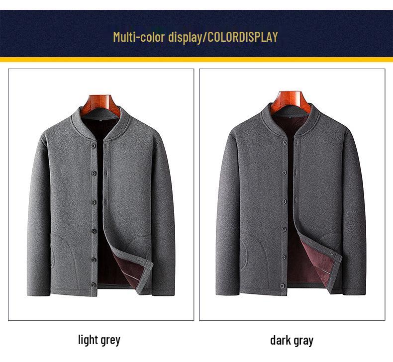 Fleece-Lined Button-Up Cardigan for Older Men - Autumn/Winter Style