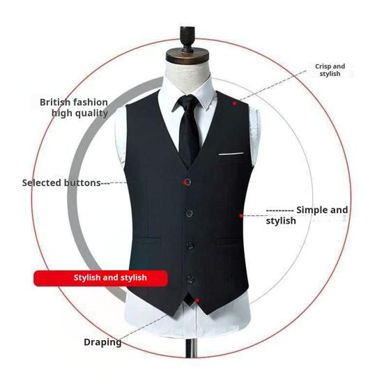 Pánské oblekové tílko s výstřihem do V bez rukávů jednořadové Slim Fit Business vesta Jednobarevné společenské šaty