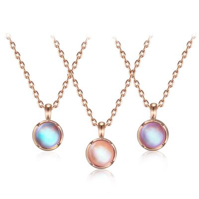 ELLE Jewelry 14K GP Moonstone Simple Round Necklace ELBRNN219