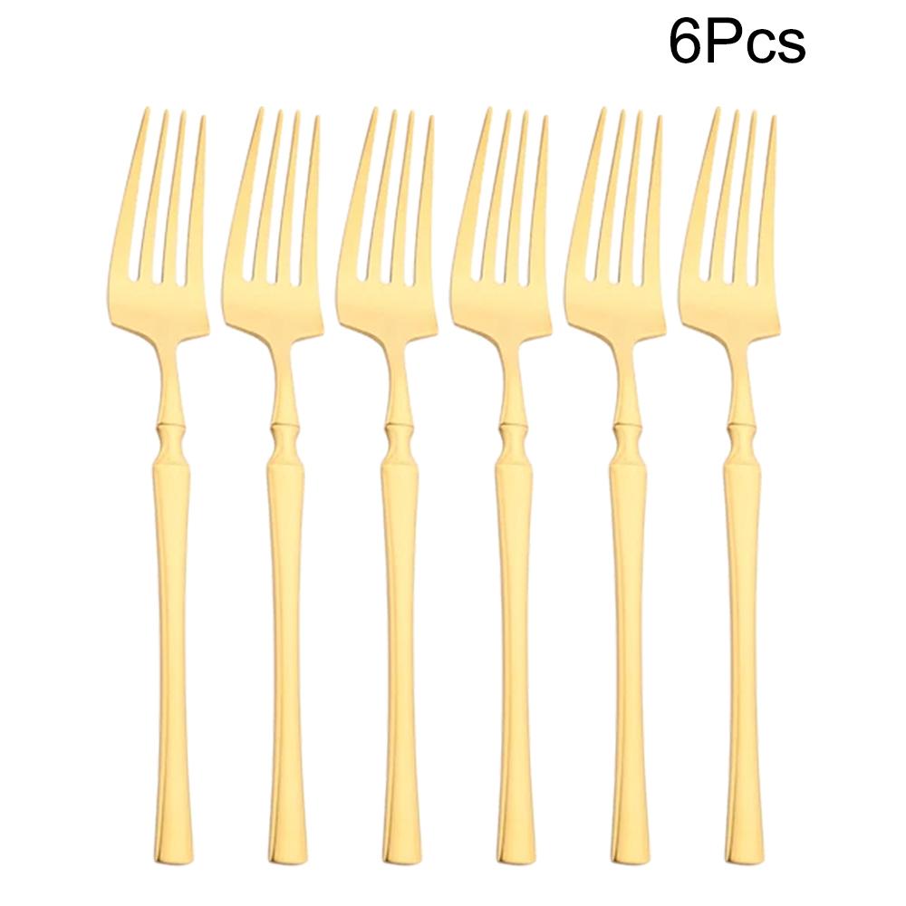 6Pcs Mirror Dinner Forks Cutlery Blakc Stainless Steel Fork Flatware Kitchen Silverware Western Dinnerware Restaurant Fork Set