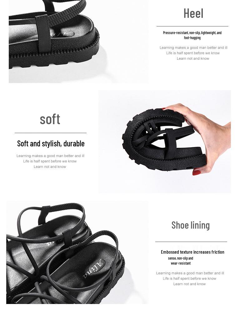 2024 Trendy Thick-Soled Net Red Sandals for Women – Casual Fairy Style Flat Roman Beach Shoes for Students