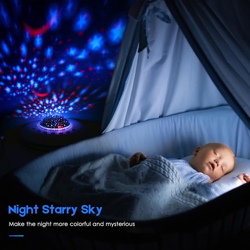 BRELONG Projektor Gwiazd LED USB Ładowalny Ściemniany Lampka Projekcyjna Muzyczna Romantyczne Oświetlenie Atmosferyczne Prezent Urodzinowy dla Dziecka