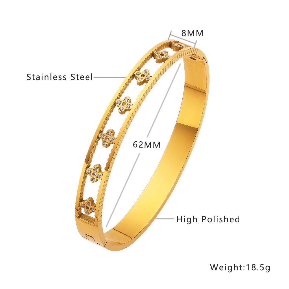 

Полный бриллиантовый браслет, легкий роскошный модный полый четырехлистный клеверный браслет для женщин