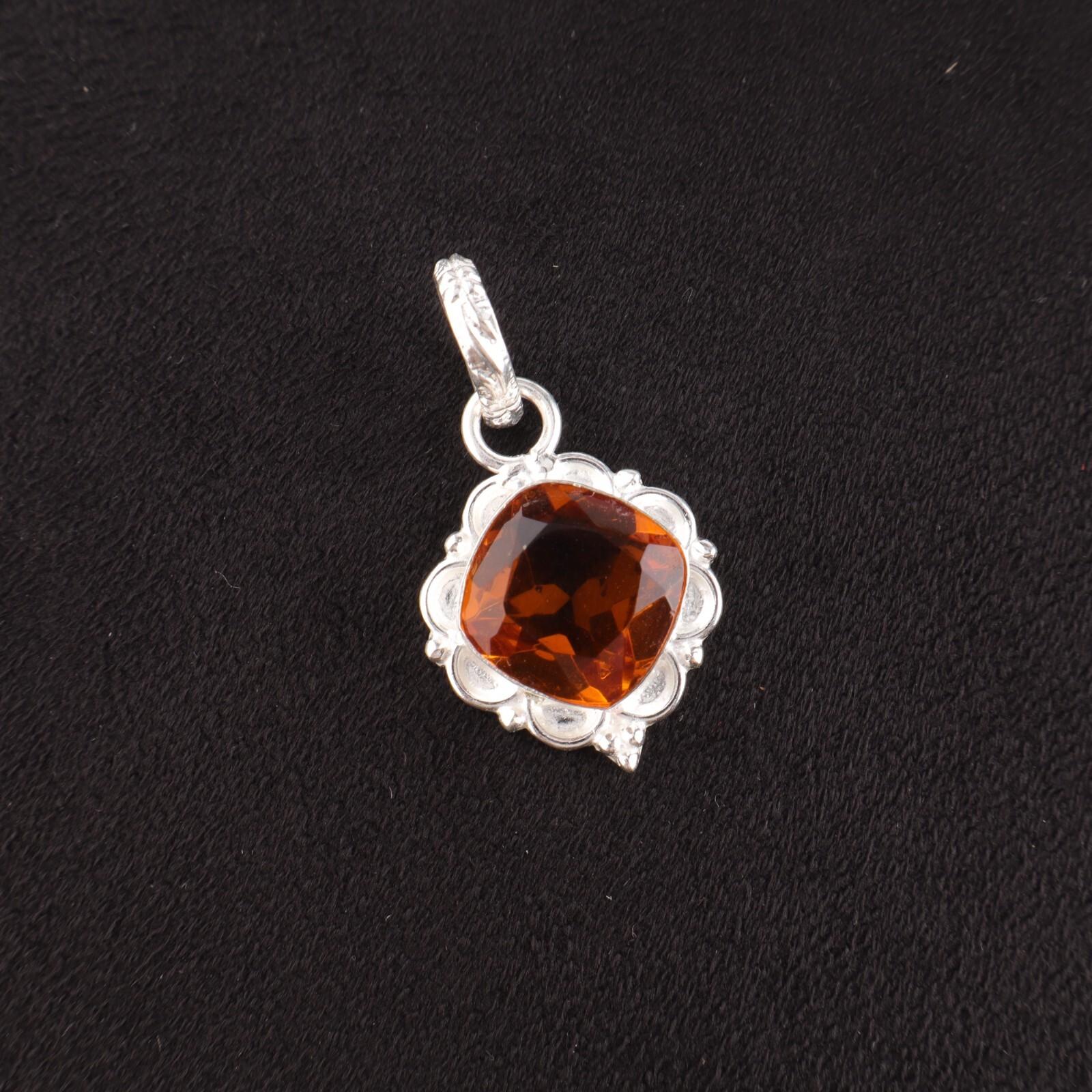 

Cushion Citrine Gemstone Sterling Silver Wife Gift Engagement Unique New Pendant PP-2-9