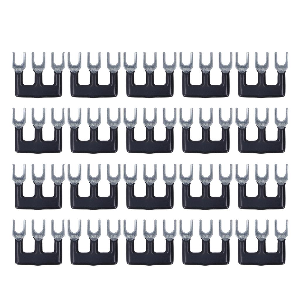 20Pcs Black Jumper Block Terminal Strip Red Copper Fork Type Terminal Strip for TB Series 15A 400V TB 1503