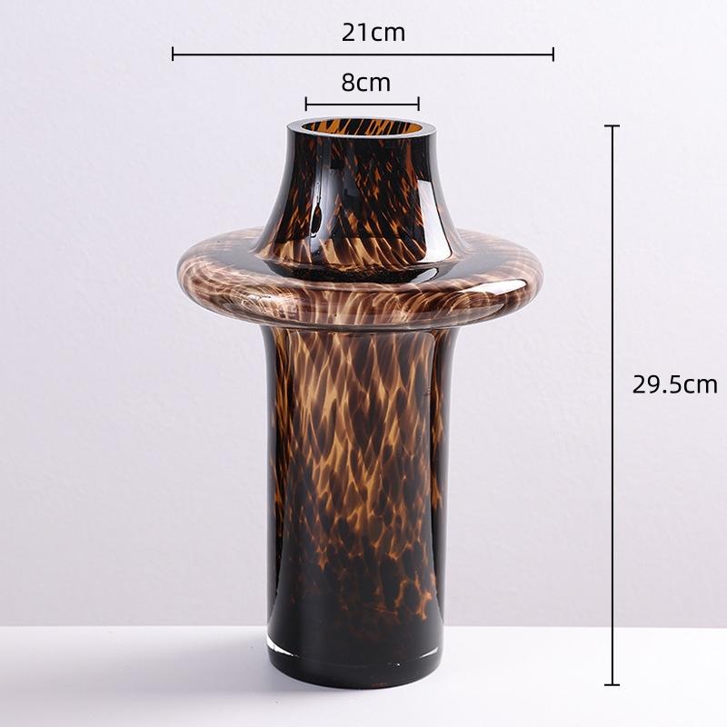 Glass Vase Leopard Print Crystal Bottle Flower Arrangement Hydroponics Terrarium Irregular Spots Flower Vase Home Decoration