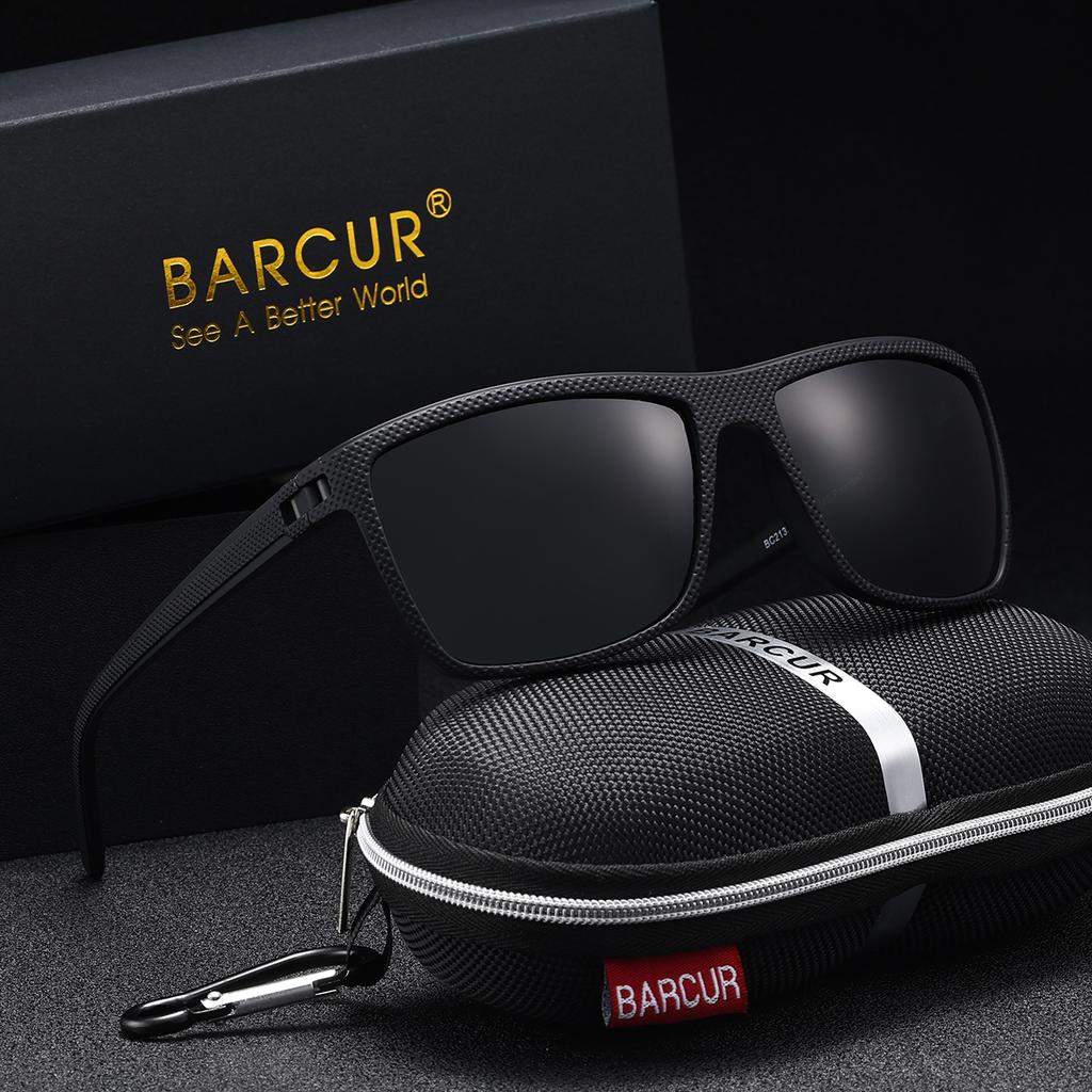 Gafas de Sol Clásicas para Hombre Marca BARCUR Comodidad Duradero Montura Rectangular de PC Lente TAC Versátil Edad Gafas de Sol Polarizadas