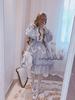 Cospland Lolita Gok Langes Schwarz-Mori Kleid, Stil, Ärmel, Blau-Grau, Cosplay, Mädchen, Pendler, Damen (Größe M, Blau-Grau)