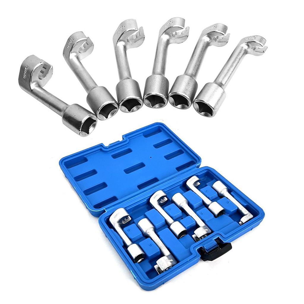 6PCS 12-19mm 1/2 Inch Drive Open End Injector Line Socket Wrench Set For Diesel Fuel Injection Pump Nut Removal Hand Tools