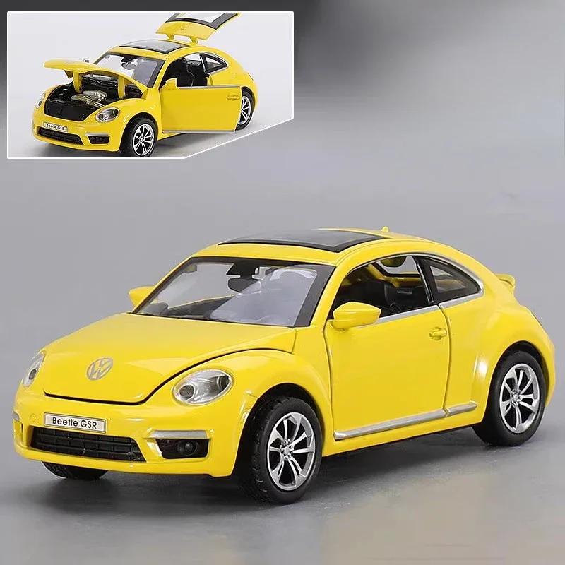 1:32 Scale Beetle GSR Car T1 Bus Model Toy Sound Light Vehicles Alloy Diecast Pull Back Miniature Models Kids Holiday Gifts
