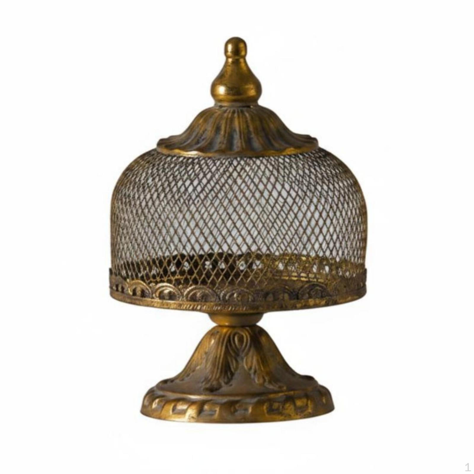 Decorative Pedestal Candle Holder Distressed Finish Vintage Ornate Top Timeworn