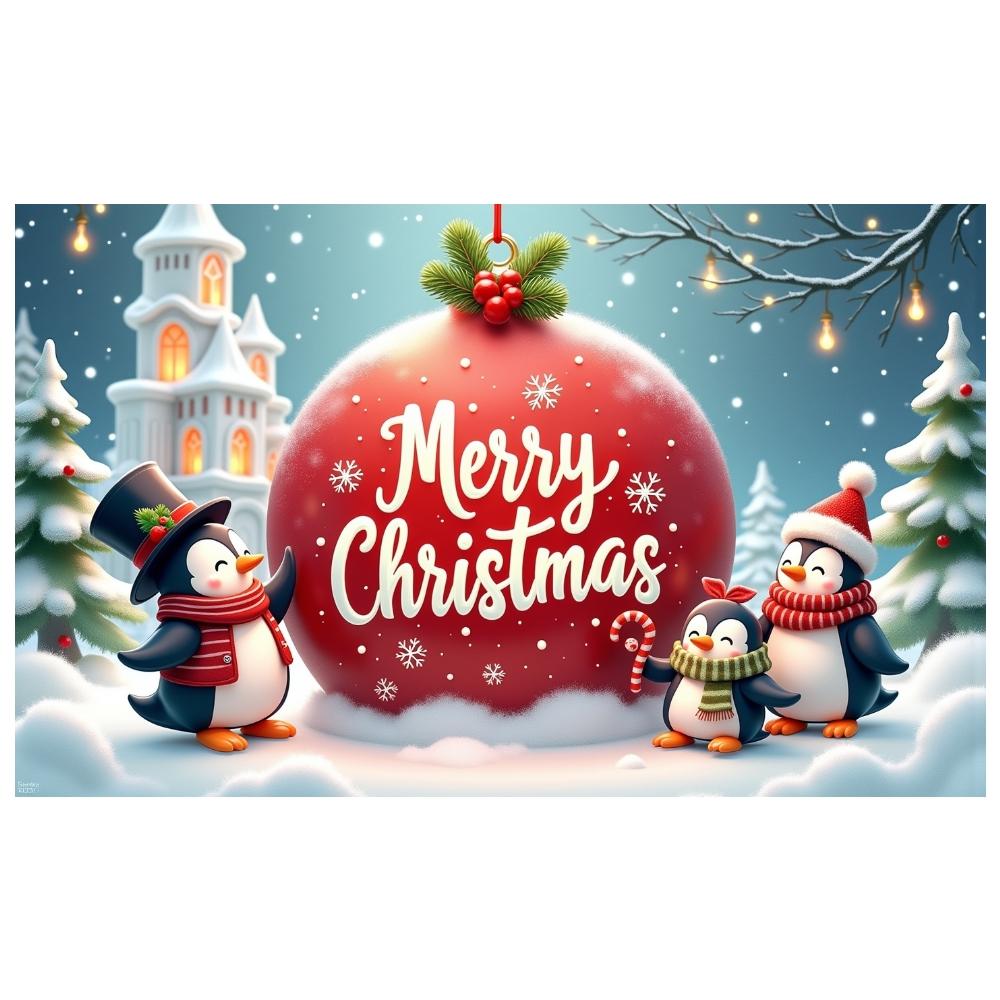Xmas Background Festive Festive Banner Merry Christmas Banner Castle Scene Holiday Backdrop For Holiday Decoration Family Photo