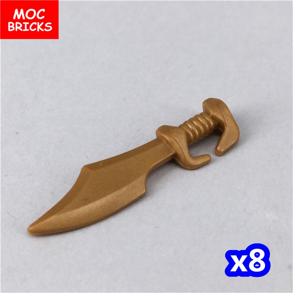 MOC Bausteine Mittelalter Ritter Rom Waffe Goldenes Schwert Schild Speer Hellebarde Helm Actionfigur Pädagogischer Baustein Geschenke