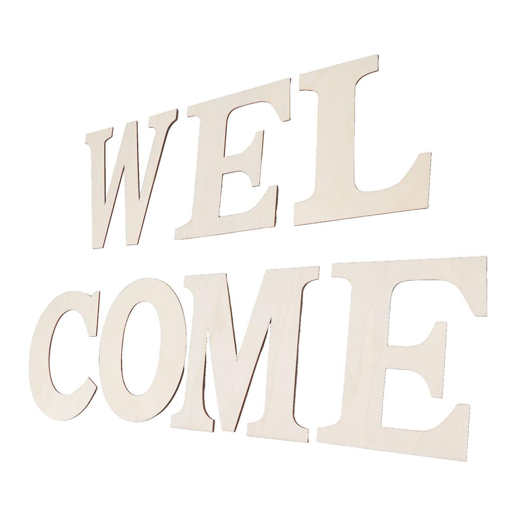7PCS Welcome Sign Plywood 2mm Thickness Unpainted Welcome Decorative Letters for Wedding Party