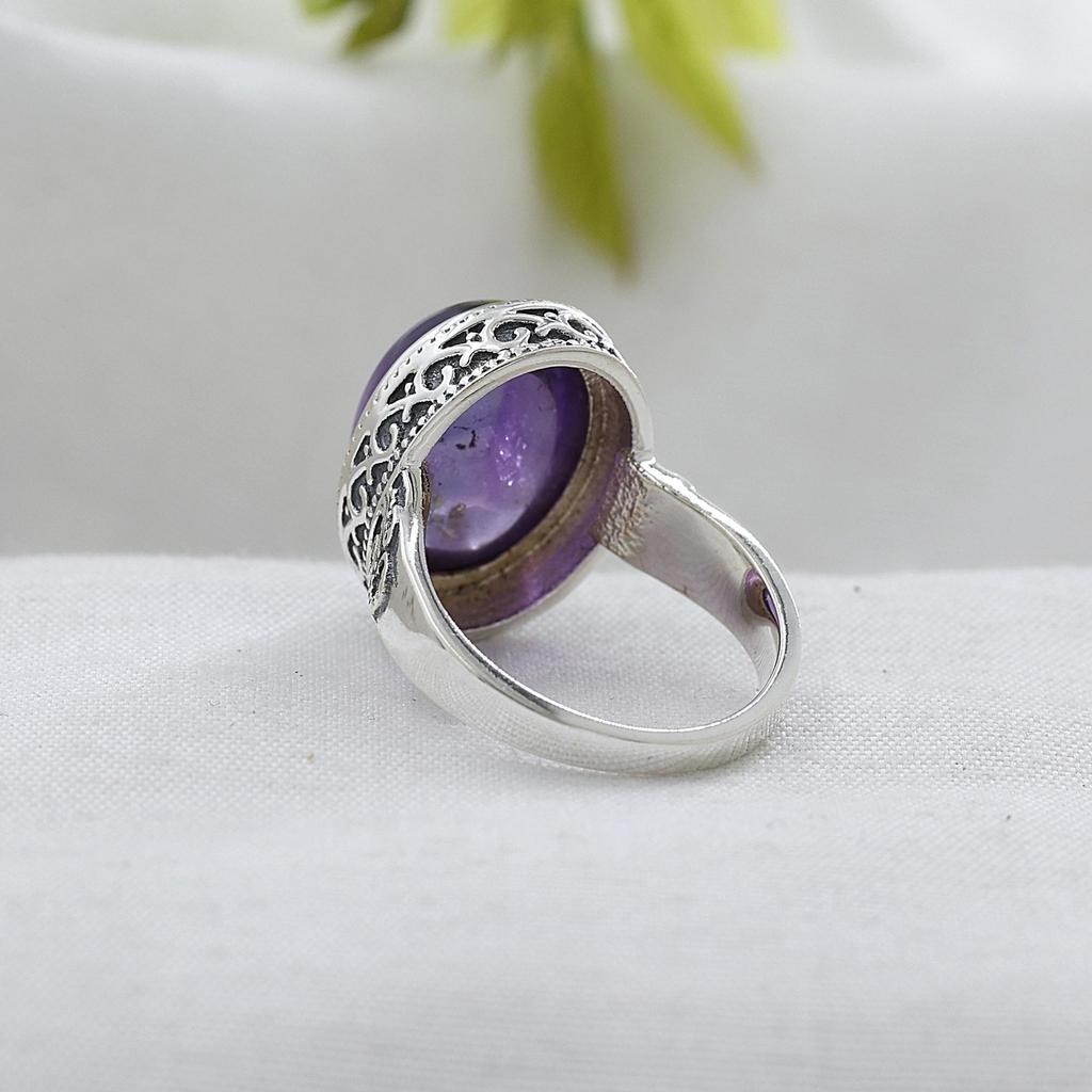 Amethyst Silver Ring, February Birthstone Jewelry, 925 Sterling Silver Handmade Jewelry, Unisex Ring Ar8949