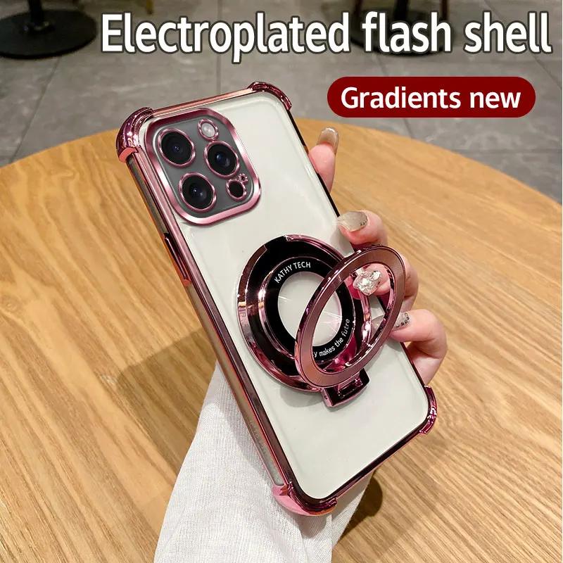 Shockproof Magnetic Bracket for Magsafe Clear Case for Funda vivo Y03 Y02 Y16 Y28 Y18 Y33S Y21S Y76 Y36 With Holder Stand Cover