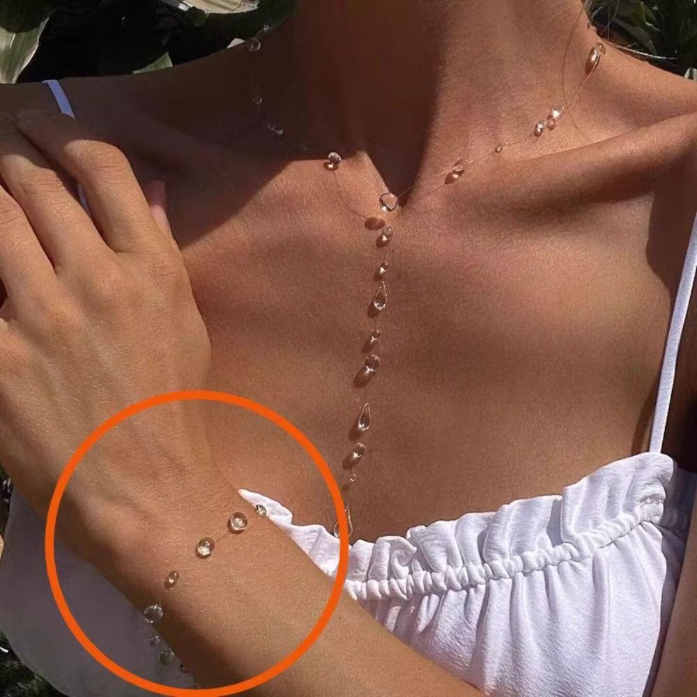 Handgefertigte Tauperlenkette Kristall-Wassertropfen-Ohrringe Tauperlen-Ohrringe Schmuckgeschenke