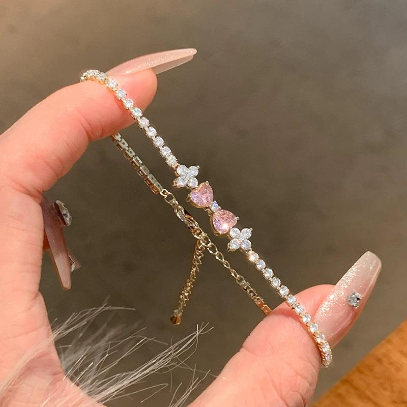 Bow pink diamond bracelet and customized Jewelry Boxes and Thank-You Cards with logo drop shipping