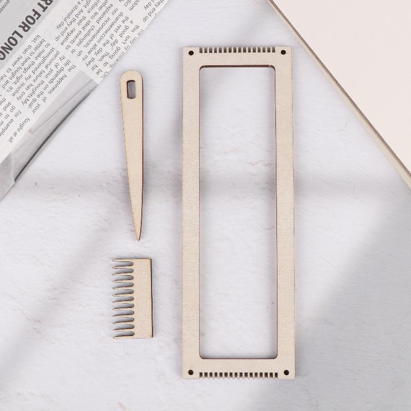 6-Piece Wooden Weaving Kit, Wooden Stand Crochet Yarn Tool, Diy Comb Thread Wireframe Mini Wooden Weaving Loom Kit