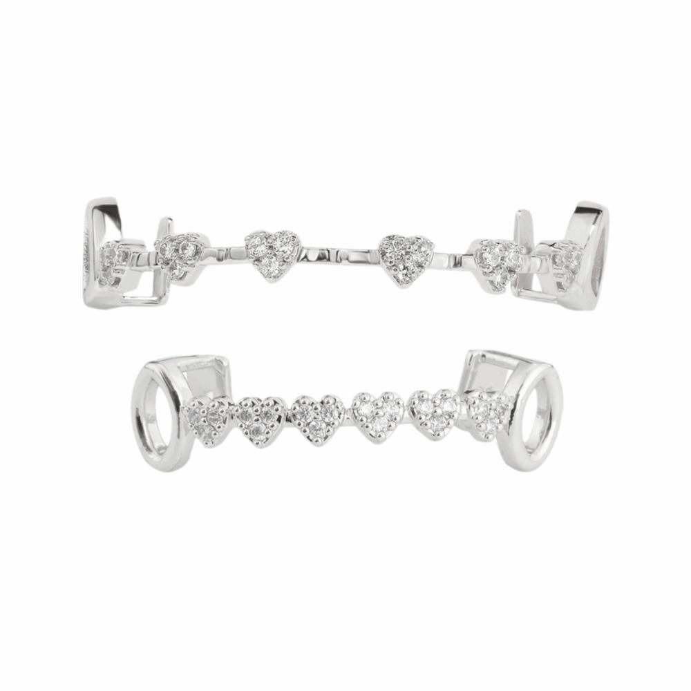 Double Glossy Charm Teeth Grillz Hip Hop Tooth Caps Gift Love Drill Braces  Dental Crown