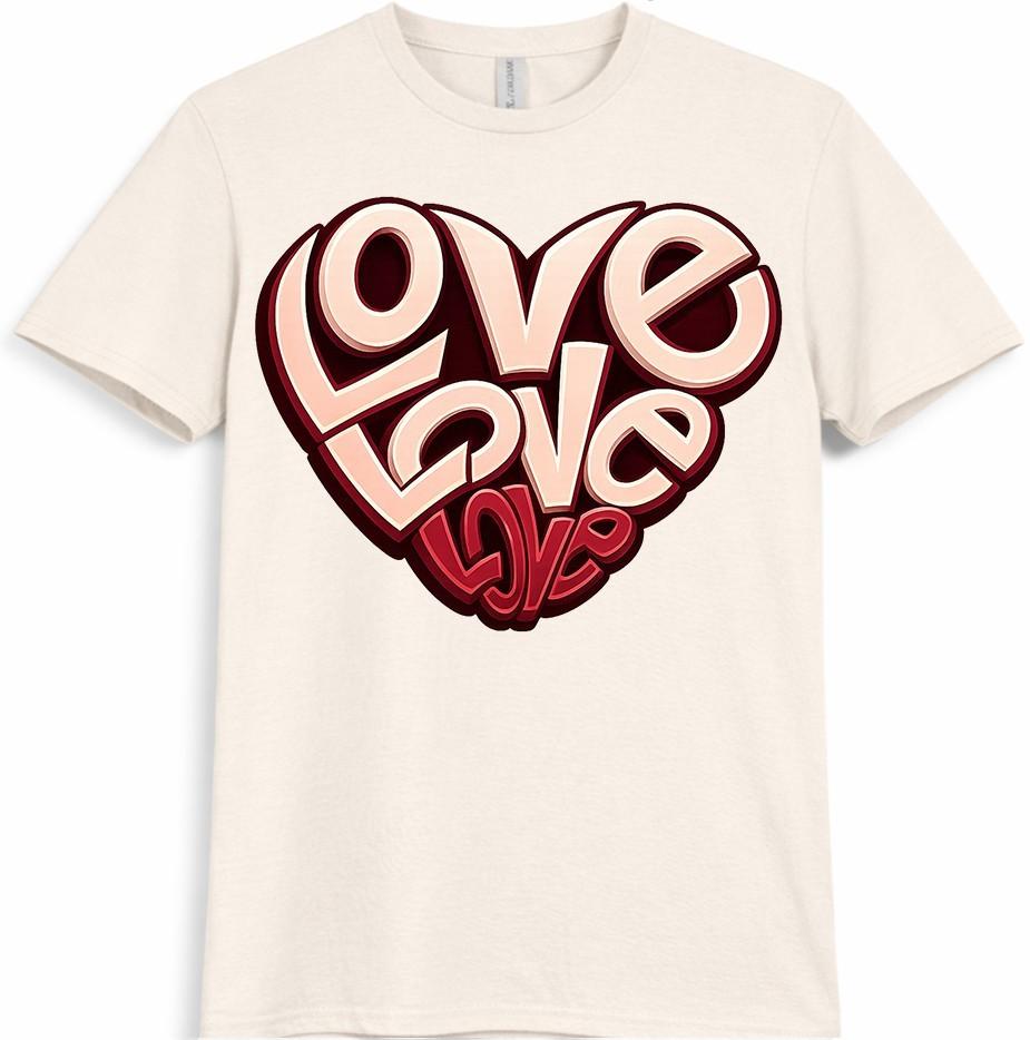 Love Heart T-Shirt Valentines Day Gift Funny Cute Girlfriend Boyfriend Tee