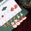 6 Piece Set Ladies Christmas Series Style Earrings Christmas Tree Snowman Pattern Fashionable Temperament Earrings Accessories