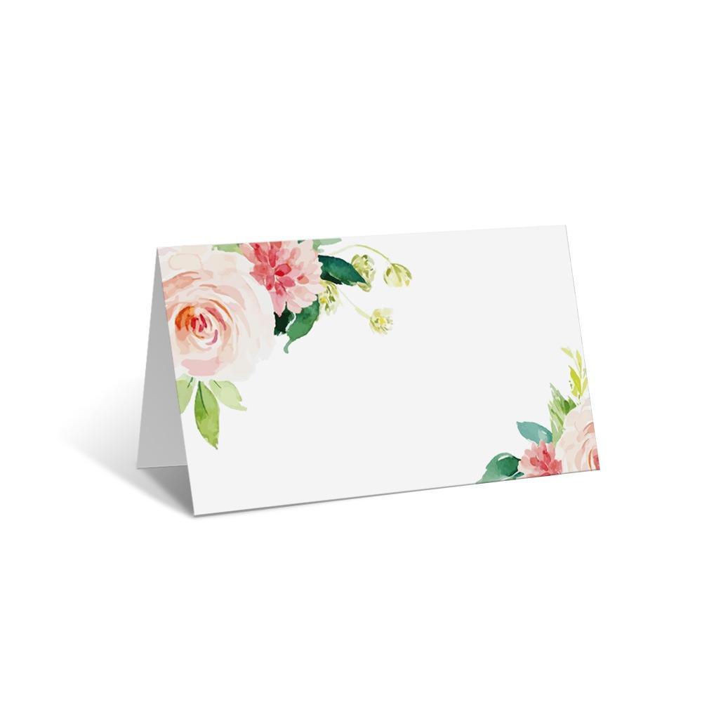 100pcs Blank Table Place Cards Flowers Plants Printed Food Table Setting Seating Place Cards Paper Greeting Card