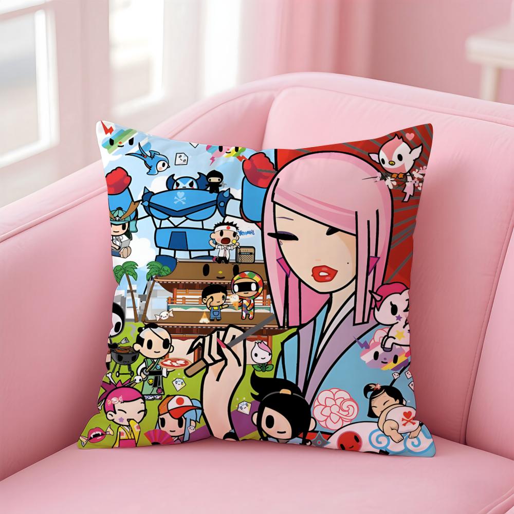 T-Tokidoki Cushion Cover Home & Car Multi-Scene Pillow Cover - Reversible, Soft & Durable for Daily Use