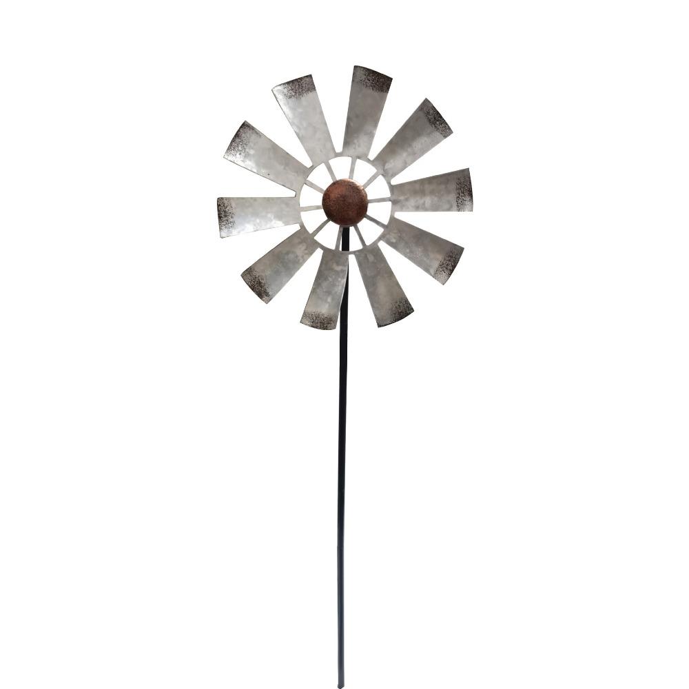 High Quality 24*73Cm Wrought Iron Metal Rotating Windmill 8 Colors Metal Wind Spinner Lawn Pinwheel Decor Supplies