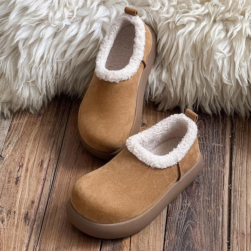 

Inner heightening thick-soled Birkenstocks snow boots couple autumn and winter new soft-soled plush bag head mop 44 коричневий