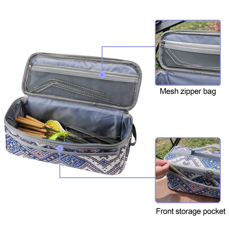 Cooking Utensil Organizer Bag Pouch Camping Travel Storage Bag for Picnic Hiking