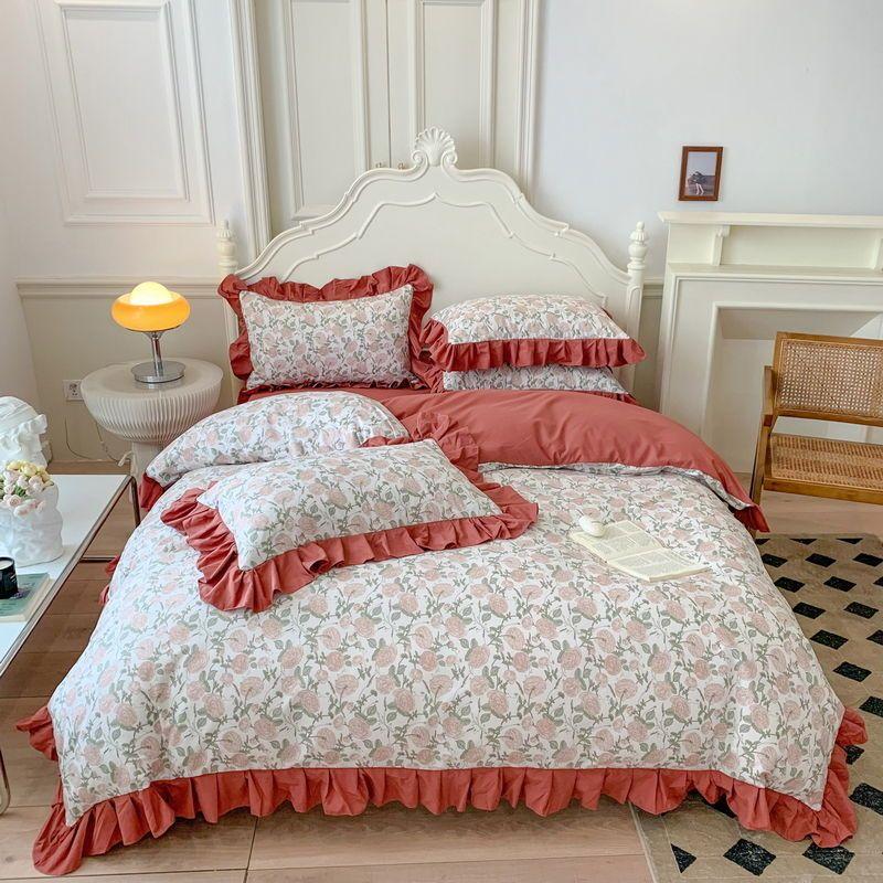 Four Seasons Universal Princess Style Four Piece Set Thickened Girl Heart Lace Bed Sheet Quilt Set Double Bedding