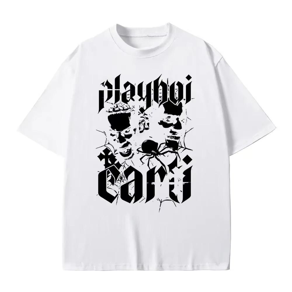 Rapper Playboi Carti Print Tshirt Setwear Male Hip Hop 2026 Springsummer new Fashion Pop music Shortsleeved top
