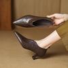 Fashion NEW Spring/Autumn Women Pumps Pointed Toe Kitten Heel Shoes Split Leather Shoes for Women Solid Slip-on High Heel Handmade Shoes