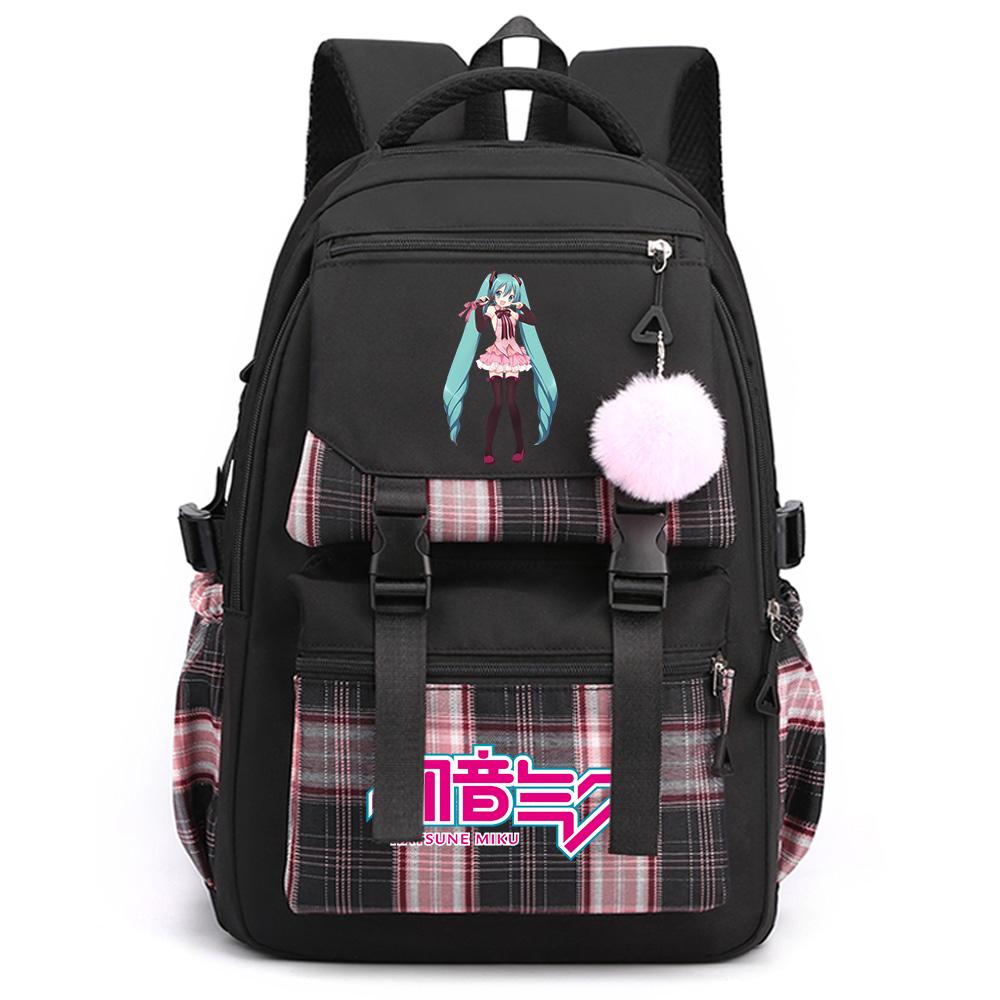 Cartoon Anime Hatsune Miku Printed Large Capacity Backpack for Teenger Student Bookbag Girl Boy Schoolbag Bookbag Women Waterproof Travel Bag