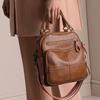 3in1 Retro Genuine Leather Women Backpacks Soft Cowhide Small Backpack Natural Leather Shoulder Crossbody Bag Commuting Daypack