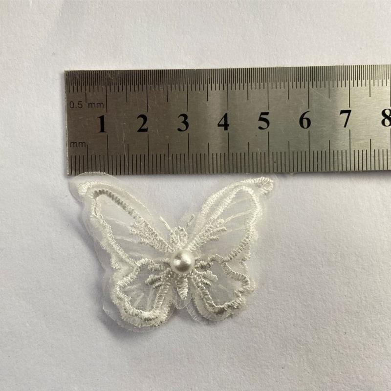 Fabric Pearls Embroidered Butterfly Sewing Accessories For Craft And Fashion