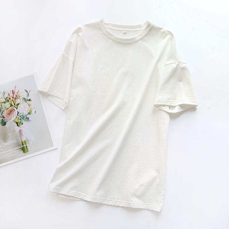 

Couple Short-Sleeved Large Size Loose Undershirt Men s Combed Cotton White 3XL
