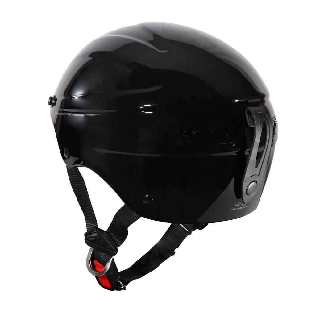 MOTO BASE SG/PSC Standard Airy Half Helmet for Motorcycles | MBHL-HF01 | Black | One Size Fits Most (57-60cm)