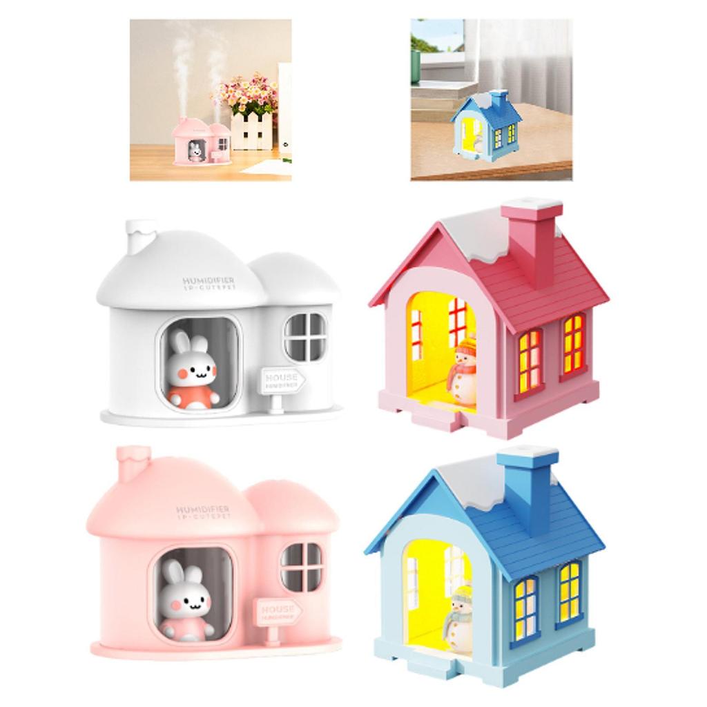 Nawilżacz w kształcie domu 2 tryby rozpylania Dyfuzor olejków eterycznych Przenośny mały nawilżacz do salonu Domku wiejskiego Biura Prezent SPA