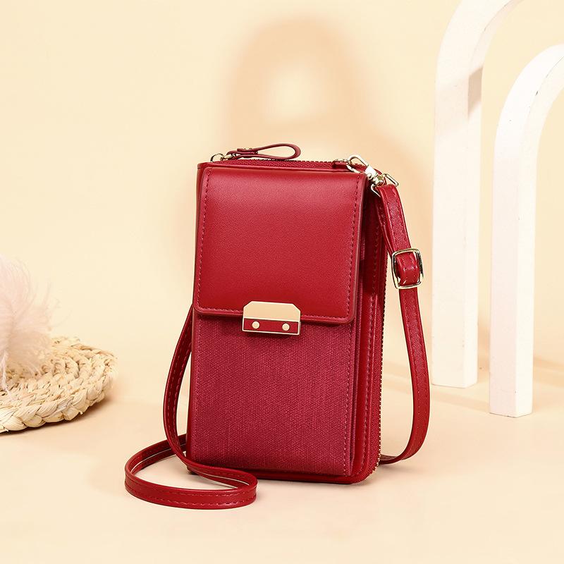 Dámská móda Kabelky na zip na telefony se spojkou Pu Kožené peněženky Malé crossbody kabelky