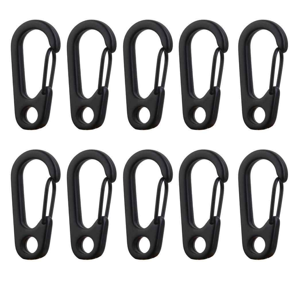 10Pcs Black Alloy Keychain Snap Buckle Carabiner Camping Hiking Spring Hooks